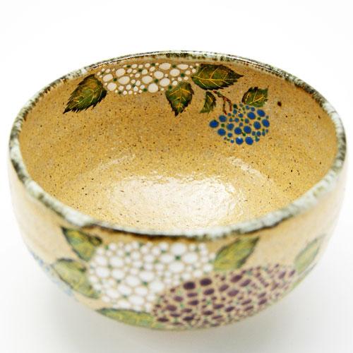 抹茶茶碗 紫陽花絵 灰釉茶碗 中村良二作 夏物 茶道具 陶磁器 茶器