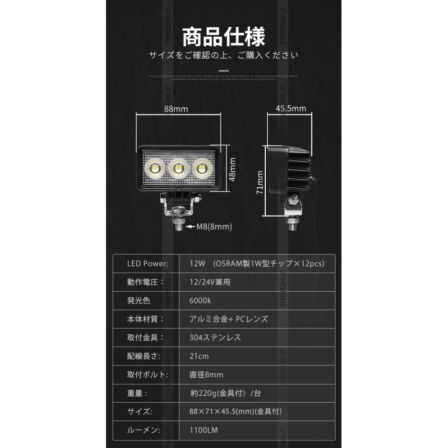 作業灯 LED ワークライト 軽トラ 広角 【1台・小型・12Wバック 作業灯 LED ワークライト 軽トラ 広角 【1台・小型・12Wバック