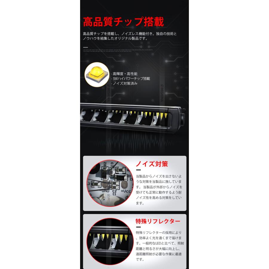 【2個セット】50W黄光LED作業灯 12V/24V対応 狭角スポット LEDライトバー 簡単取付DTコネクタ msm-5050Y 作業現場/アウトドア/トラック用 高輝度イエロー発光 防_7