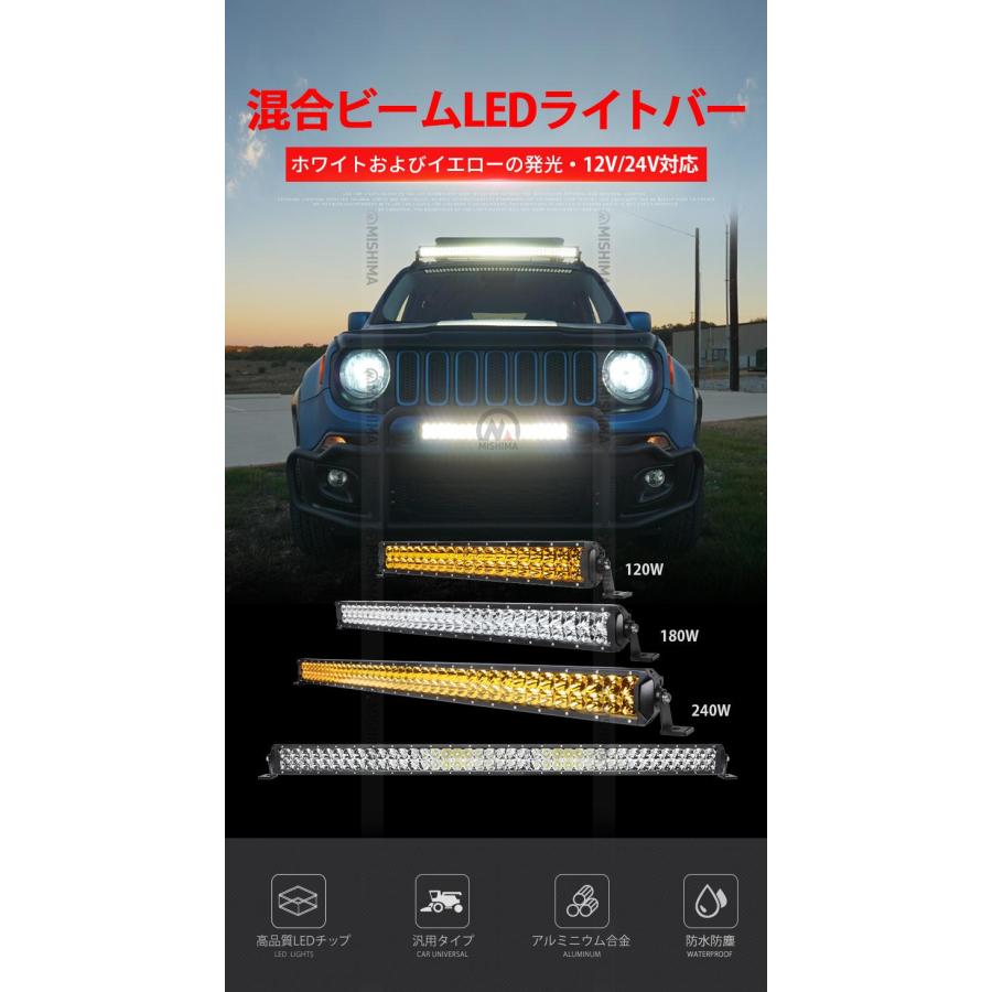 LEDライトバー 120W ホワイト発光 作業灯LED サーチライト 農業機械・オフロード車対応 防水広角狭角兼用 12V 24V対応 msm-D2120 一年保証_2