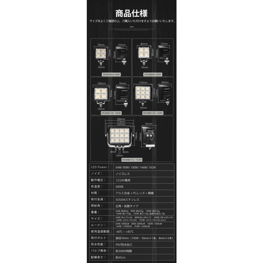 LED作業灯 100W 7500LM OSRAM製 高効率/省エネ 防水 防塵 フォークリフト/トラック/工事現場対応【3台セット】 led作業灯100w12v24v  led作業灯ワークライト