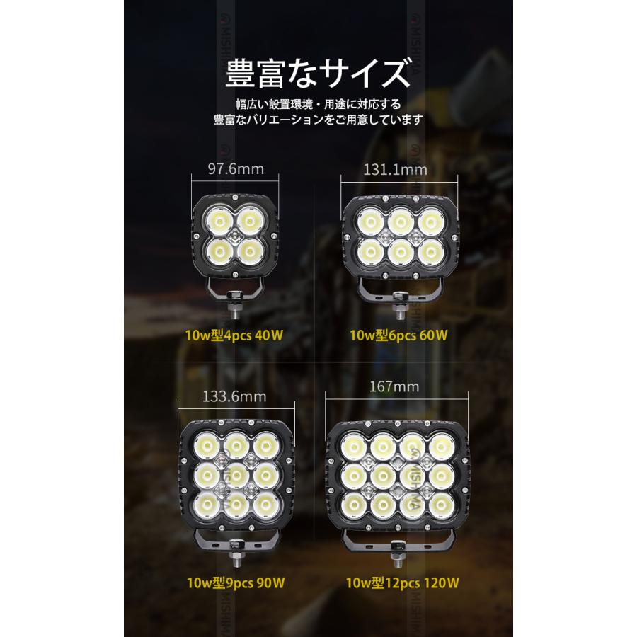 投光器 led作業灯ワークライト【3台・60Wハイパワーled】12v 24vに対応 msm8260 ハイパワー 拡散タイプ トラック 船舶 路肩灯_3