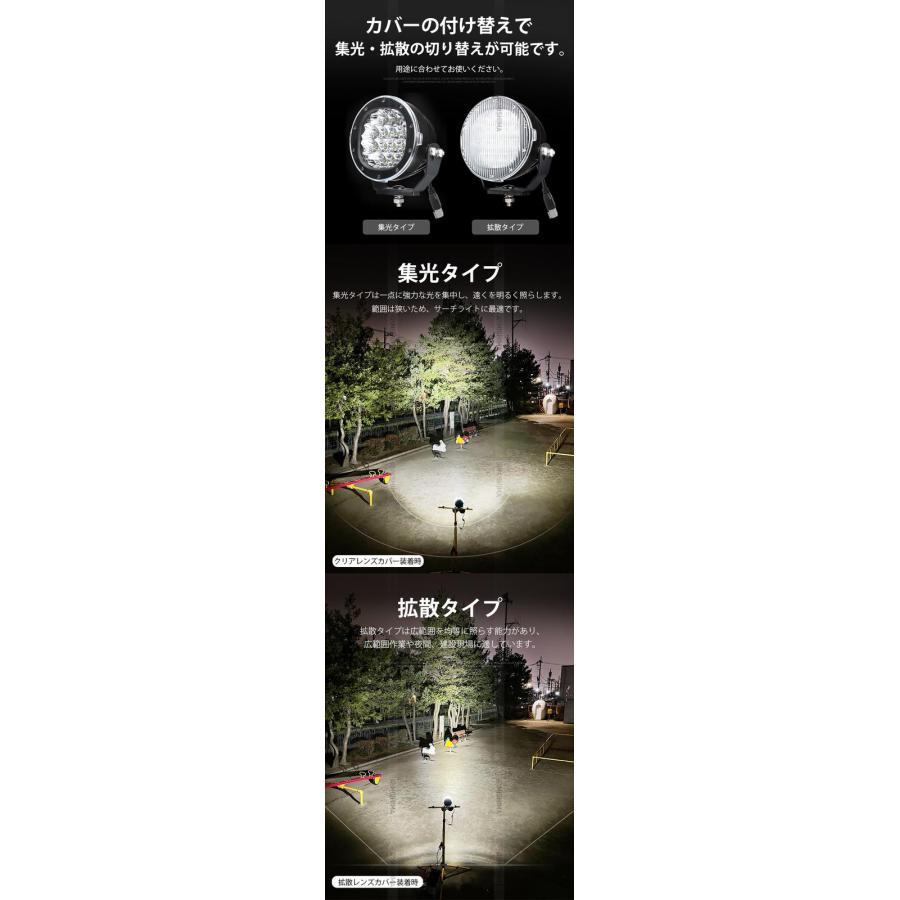 LED作業灯12v 24v兼用 【クリア/拡散レンズ・1台・最大14ヵ月保証】80Wハイパワー msm3480 ノイズ対策 トラクター・重機/前照灯 ledサーチライト/led投光器/作業の画像