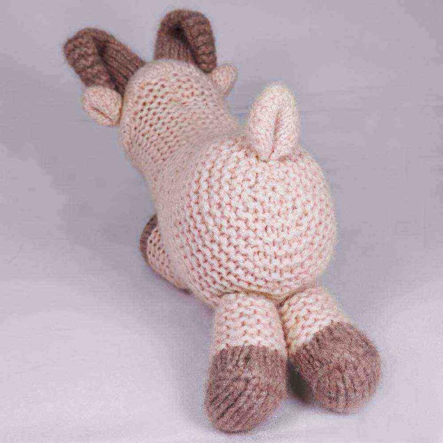 高級カシミヤの編みぐるみ　カシミヤ山羊【18cm】無染色ベージュ 【刺し】