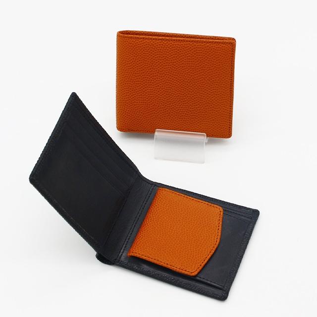 レザージー/leather-g】バスケ革の二つ折り財布 メンズ ブラック ※名