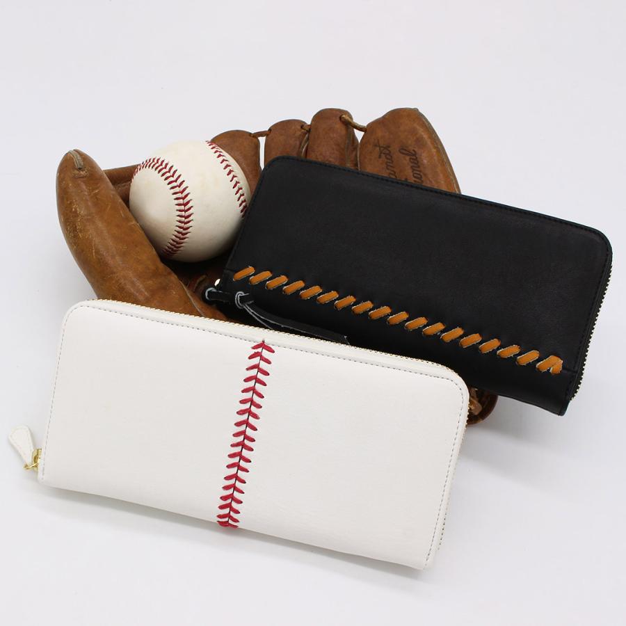 最新作】野球のボールとグラブ革からできたラウンドファスナー長財布