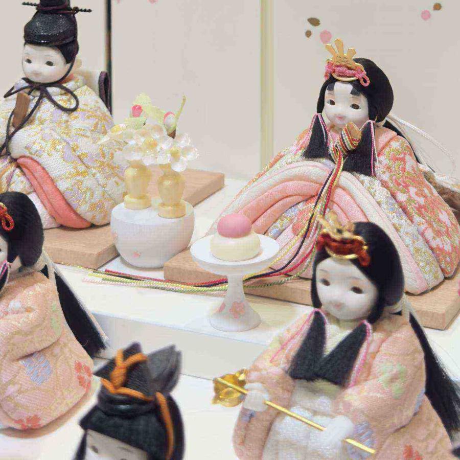 rico夢乃（ゆめの）木目込み十人飾り雛人形 高岡塗台 ミルキー桜蒔絵屏風の画像