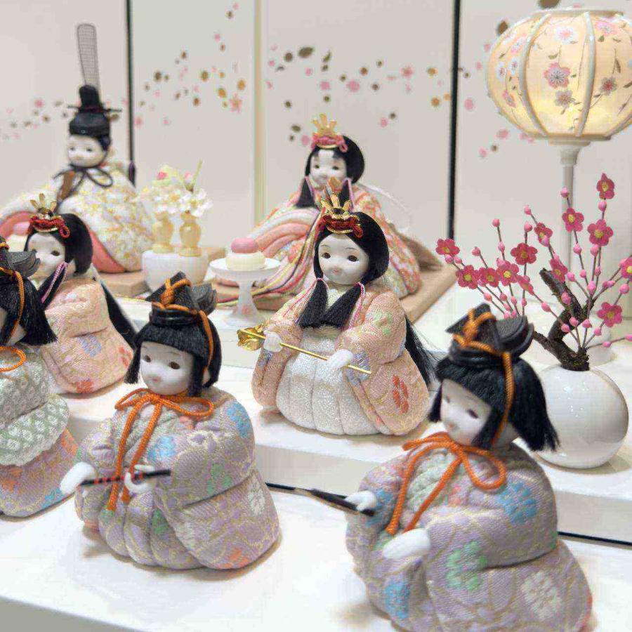 rico夢乃（ゆめの）木目込み十人飾り雛人形 高岡塗台 ミルキー桜蒔絵屏風の画像