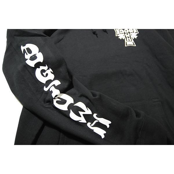 Dogtown Skateboards (ドッグタウン) US パーカー プルオーバー  Cross Logo Pullover Hooded Sweatshirt w/ Sleeveprint Black｜itempost｜06