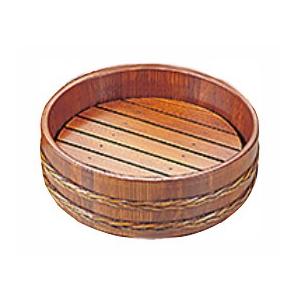 用美　強化バンド摺漆桶　目皿付・樹脂(竹タガ風)タガ仕様　尺０（約φ30xH7.5cm）