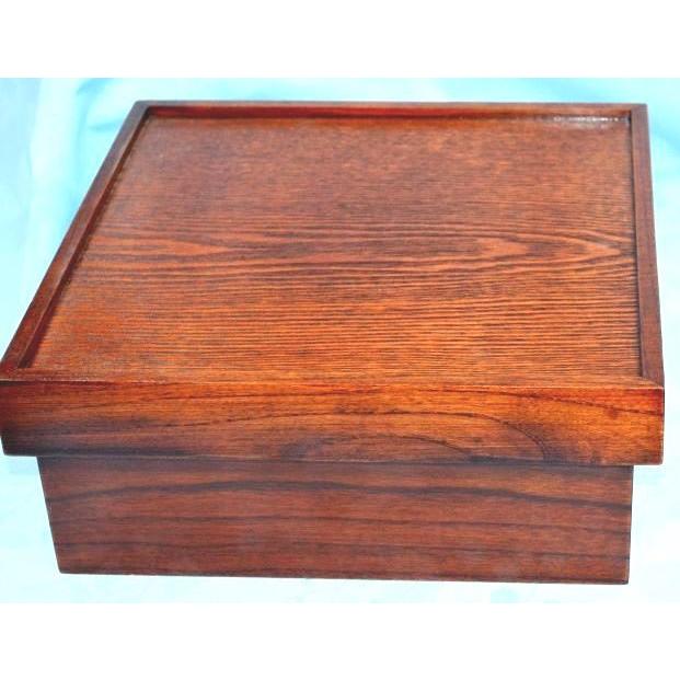 木製　角茶櫃　外径30?×30?×12?　内径25.5?×25.5?×10.5?　