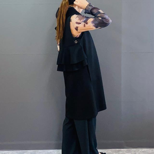 バックフリル ロング ジレ ベスト フリーサイズ 2024AW 新作 秋冬