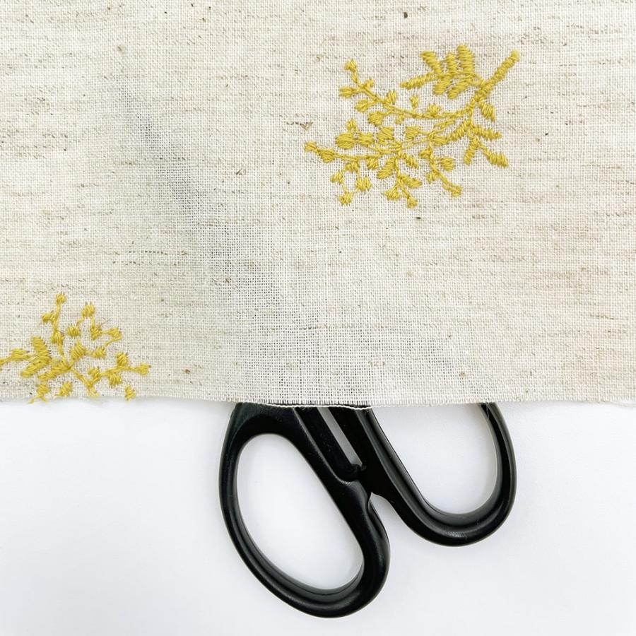 合計5枚刺繍 ホワイト グリーン 最高品質 2枚セット しっかり 生地感 ミモザ 刺しゅう コットンリネンシーチング生地 (ナチュラル×イエロー