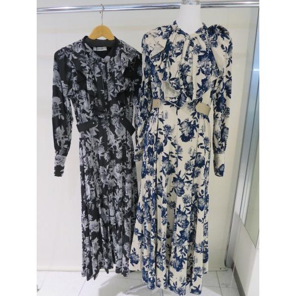 50%OFF]COCODEAL フロッキーフラワーフリルカラーワンピース : 1  