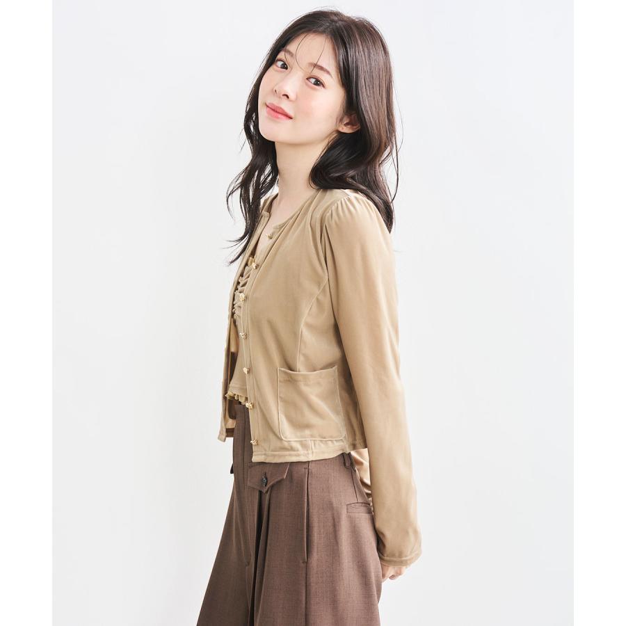 即完　ココディール　新品タグ付　ショート丈ベロアカーディガン　ボルドー　25AW ショート丈ベロアカーディガン｜PETAL ONLINE（ペタルオンライン）