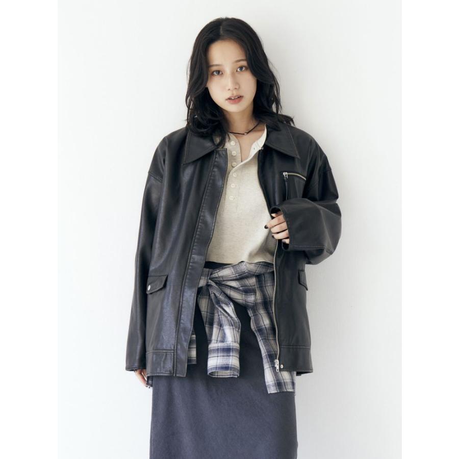 Ungrid ブルゾン アウター ルーズシルエットフェイクレザーブルゾン セール】ルーズシルエットフェイクレザーブルゾン（ブルゾン）｜Ungrid