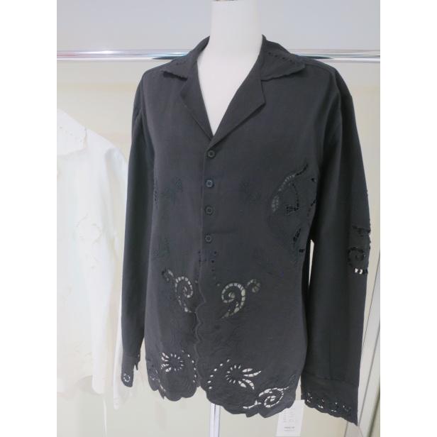 【新品未使用】anuke Cutwork Opencollar Shirts 黒 anuke Cutwork Opencollar Shirts（シャツ／ブラウス）｜BOICE FROM