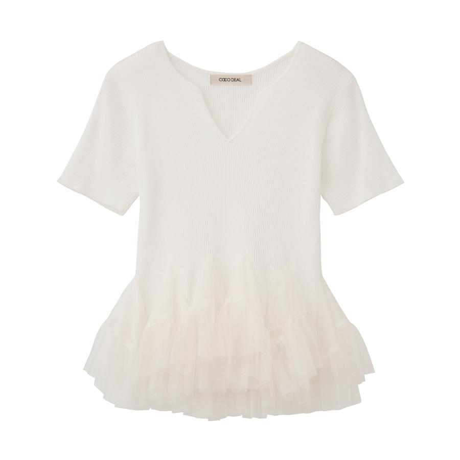 COCODEAL ニットドッキングチュールペプラムトップス 76531007
