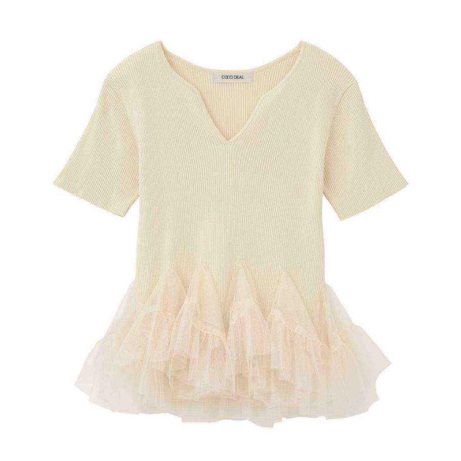 COCODEAL ニットドッキングチュールペプラムトップス 76531007