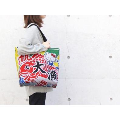 ハローキティ×太田旗店 刺子織大漁旗トートバッグ　鯛_1