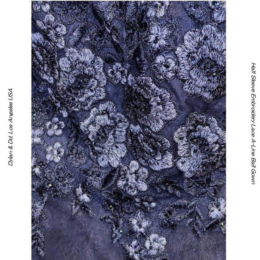 Dylan & Davids UW351346 ネイビー 刺繍レース 半袖 Aラインドレス（演奏会・マザーズ・プラスサイズ）ウエスト1メートル以上の画像