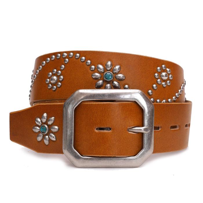 初期　HTC FLOWER BELT フラワースタッズベルト　ブラウン 正規取扱店 HTC(Hollywood Trading Company) Belt End Only #Flower