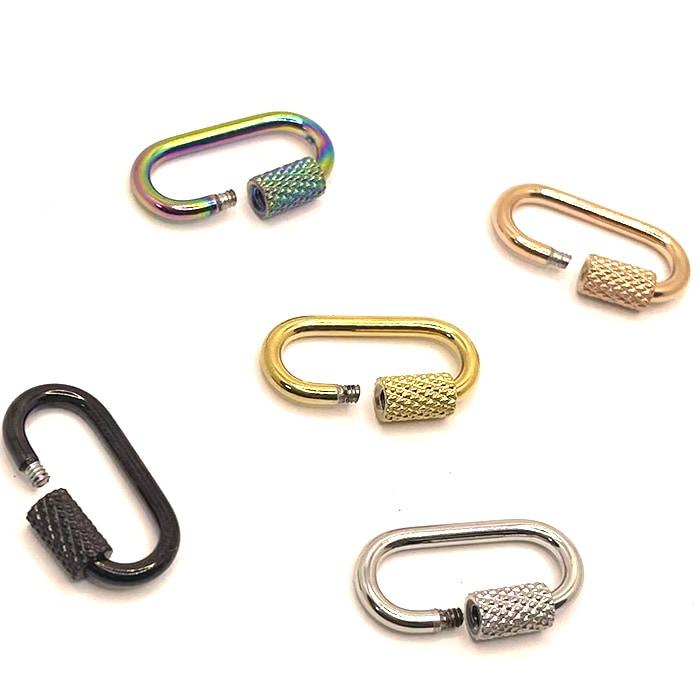 カラビナ ネジ式 オーバル ステンレス製【34】【1個】キーホルダー