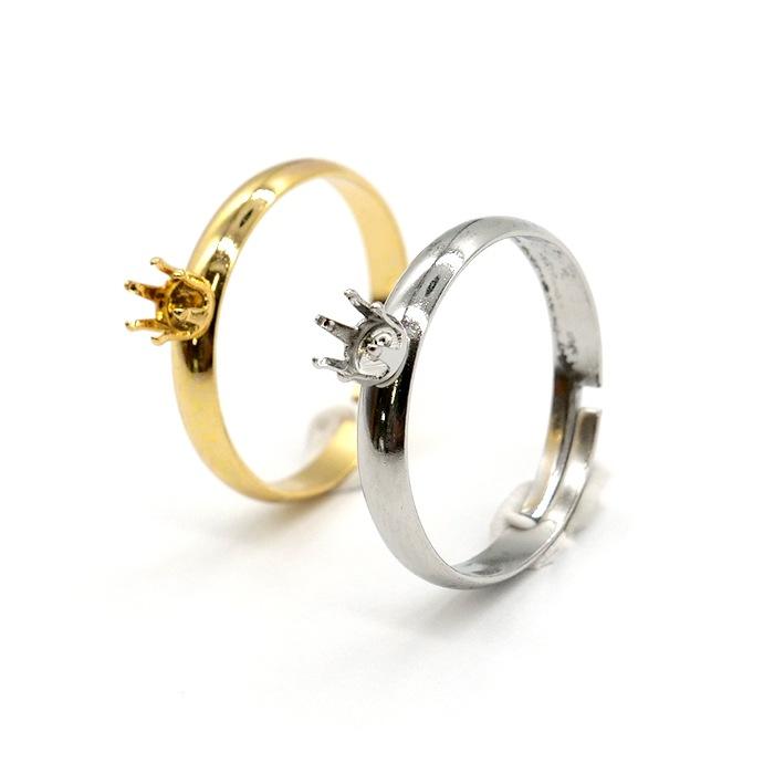 サージカルステンレス（316）リング台 6本爪 指輪 パーツ 石枠 空枠 丸