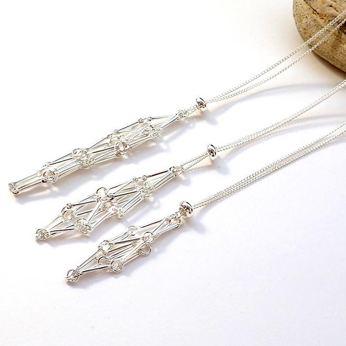 網かごネックレス カゴパーツ 天然石 ゴールド シルバー 