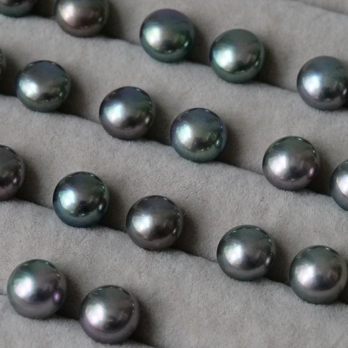 【個数限定】04. 淡水パール ブラック K18 ピアス ボタン 8mm 【日本製】高品質 テリ ピーコック グレー 一粒ピアス スタッドピアス_2