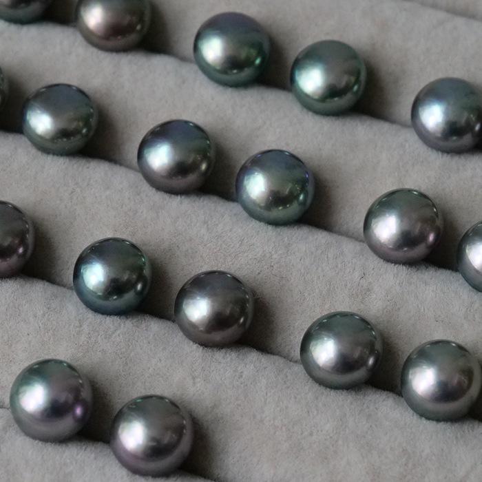 【個数限定】04. 淡水パール ブラック K18 ピアス ボタン 8mm 【日本製】高品質 テリ ピーコック グレー 一粒ピアス スタッドピアス_7