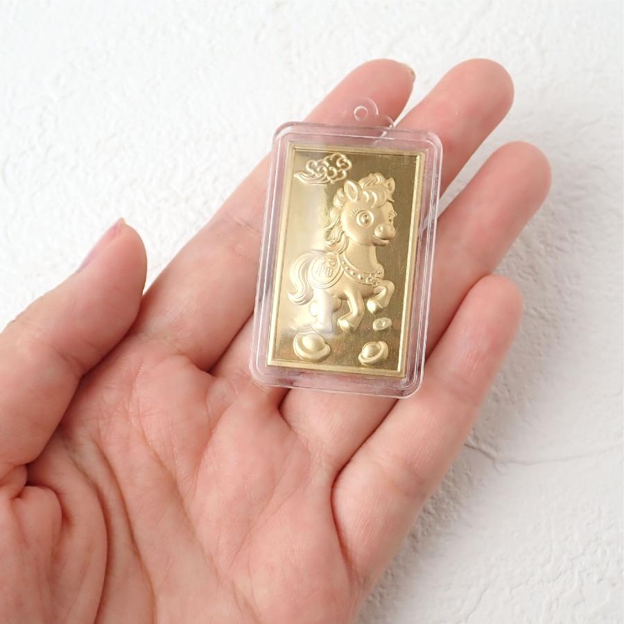 2026年】 縁起物 午 デフォルメ かわいい ゴールド プレート風 記念