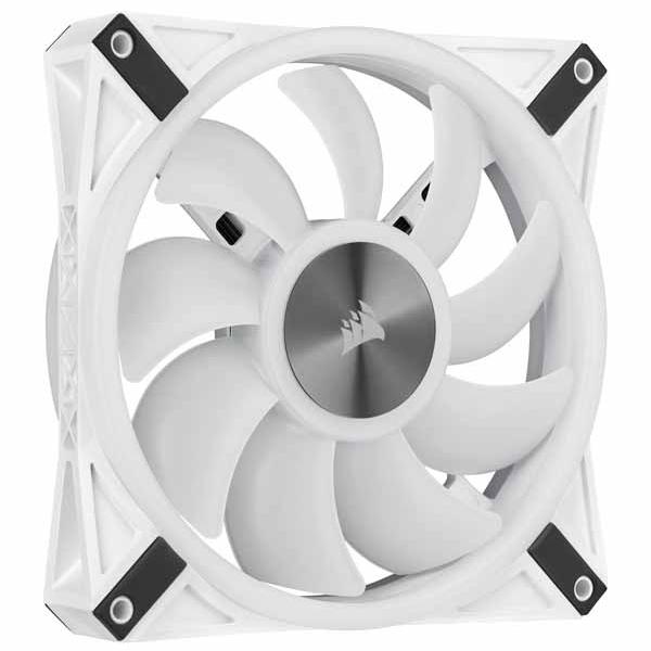 Corsair iCUE QL140 RGB White 140mm PWM Dual Fan Kit with Lighting Node CORE ファン2基とLEDコントローラー付属モデル ホワイト｜CO-9050106-WWの画像