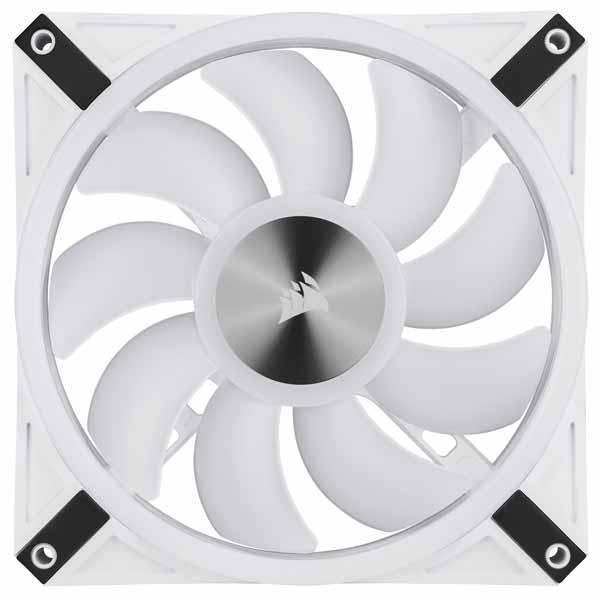Corsair iCUE QL140 RGB White 140mm PWM Dual Fan Kit with Lighting Node CORE ファン2基とLEDコントローラー付属モデル ホワイト｜CO-9050106-WWの画像
