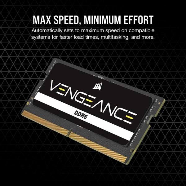 CORSAIR Vengeance 16GB DDR5 SODIMM Laptop RAM - 4800MHz CL40, 1.1V, For Intel & AMD Laptops (1x16GB)