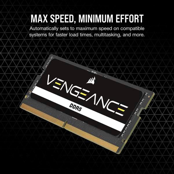 Corsair VENGEANCE 32GB(16GBx2) DDR5 4800MHz(PC5-38400) SODIMM Unbuffered 40-40-40-77 Black PCB 1.1V｜CMSX32GX5M2A4800C40の画像