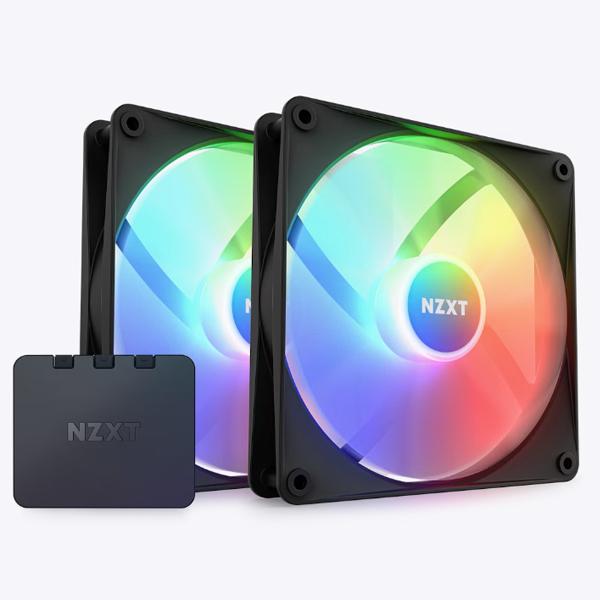 NZXT F140 RGB CORE TWIN PACK \u0026 RGB Lighting Controller [Black] F RGB Coreファンx2 と LEDコントローラーをセット ブラック｜RF-C14DF-B1の画像