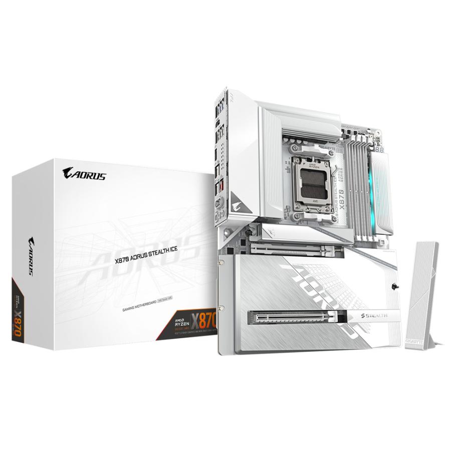 GIGABYTE X870 AORUS STEALTH ICE ATXマザーボード ホワイト｜X870 A STEALTH ICEの画像