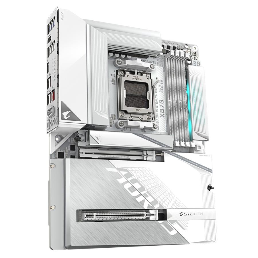 GIGABYTE X870 AORUS STEALTH ICE ATXマザーボード ホワイト｜X870 A STEALTH ICEの画像