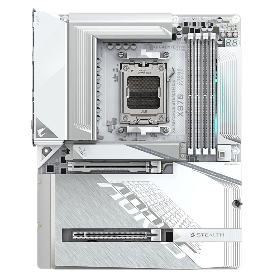 GIGABYTE X870 AORUS STEALTH ICE ATXマザーボード ホワイト｜X870 A STEALTH ICEの画像