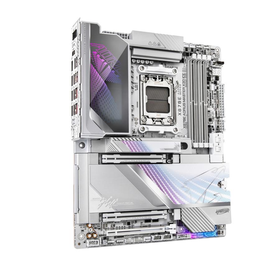 GIGABYTE X870E AORUS MASTER X3D ICE ATX マザーボード ホワイト｜X870E A MASTER X ICEの画像