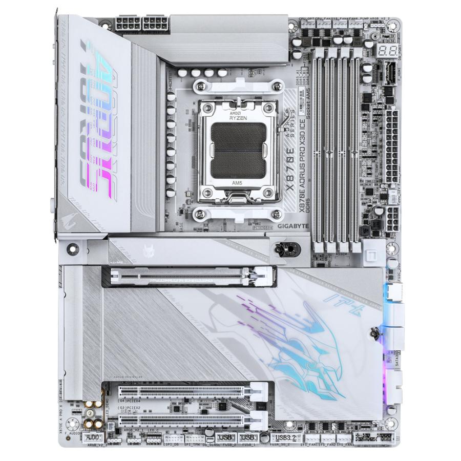 GIGABYTE X870E AORUS PRO X3D ICE ATX マザーボード ホワイト｜X870E A PRO X ICEの画像