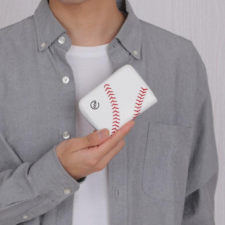 野球ボール革財布 コンパクト財布 カードウォレット スマート