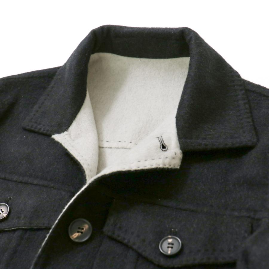 RING JACKET Napoli ダブルフェイスカシミヤ 3rdタイプジャケット【ブラック/無地】の画像