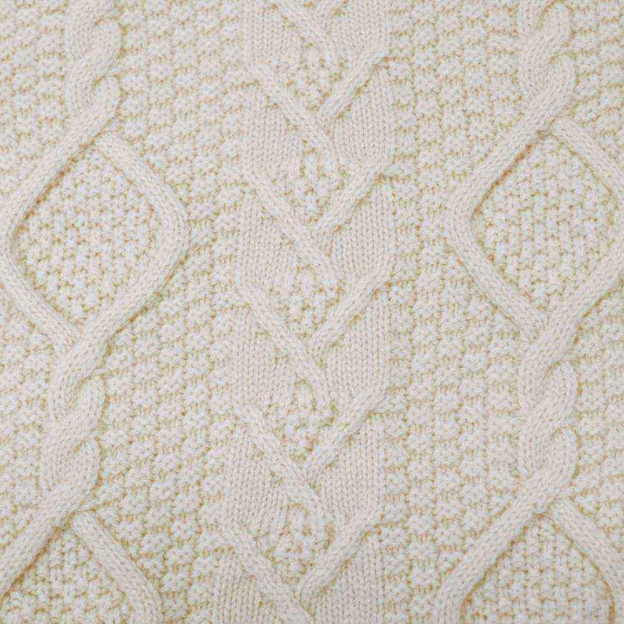RING JACKET Napoli リングヂャケットナポリ カシミヤ 4PLY アランクルーネックニット【ベージュ・ホワイト】の画像