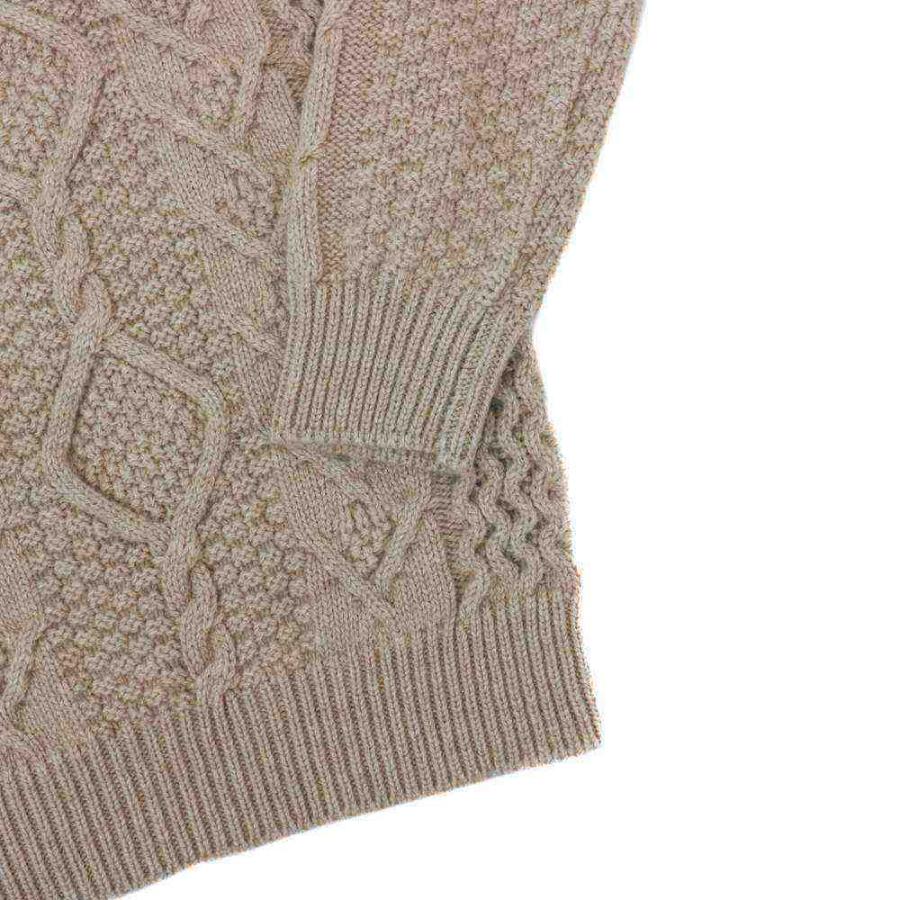 RING JACKET Napoli リングヂャケットナポリ カシミヤ 4PLY アランクルーネックニット【ベージュ・ホワイト】の画像