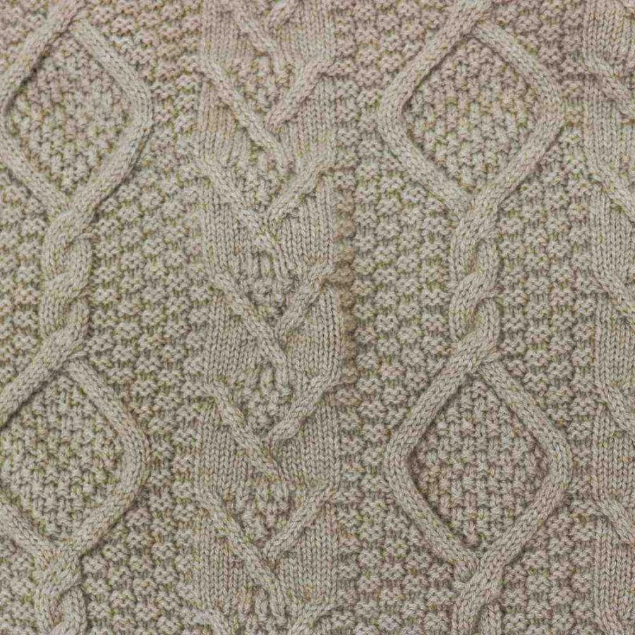 RING JACKET Napoli リングヂャケットナポリ カシミヤ 4PLY アランクルーネックニット【ベージュ・ホワイト】の画像