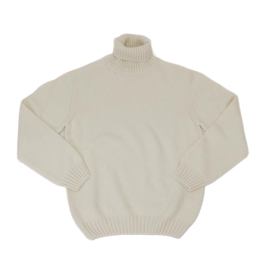 RING JACKET Napoli ミドルゲージ タートルネックニット【ベージュ・ホワイト/無地】の画像