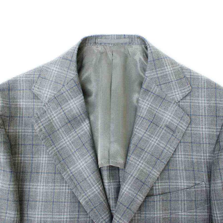 Model NO-254 カシミヤ×シルク ジャケット 【ライトグレー/チェック】 ジャケット / Jacketの画像