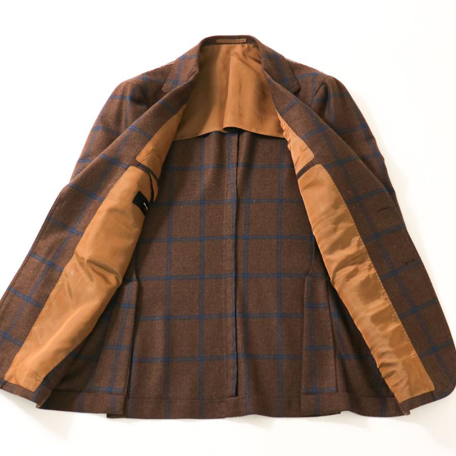 RING JACKET MEISTER カシミヤ3Bジャケット【ブラウン/チェック】Model NO-286ITALIAN CASHMERE BALLOONの画像